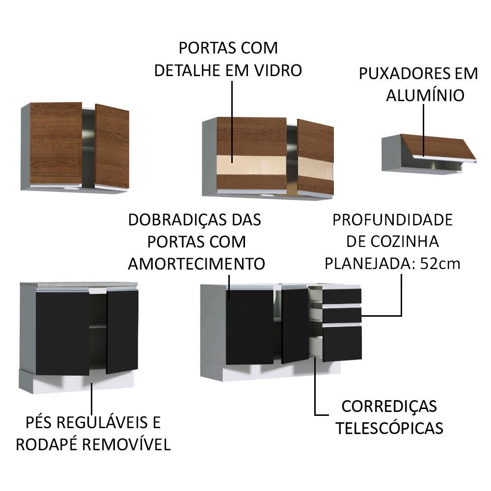 Cozinha Completa Madesa Marcela Com Armário e Balcão (Sem Tampo e Pia)