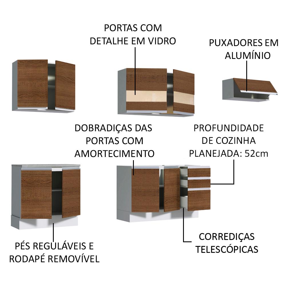 Cozinha Completa Madesa Marcela Com Armário e Balcão (Sem Tampo e Pia)