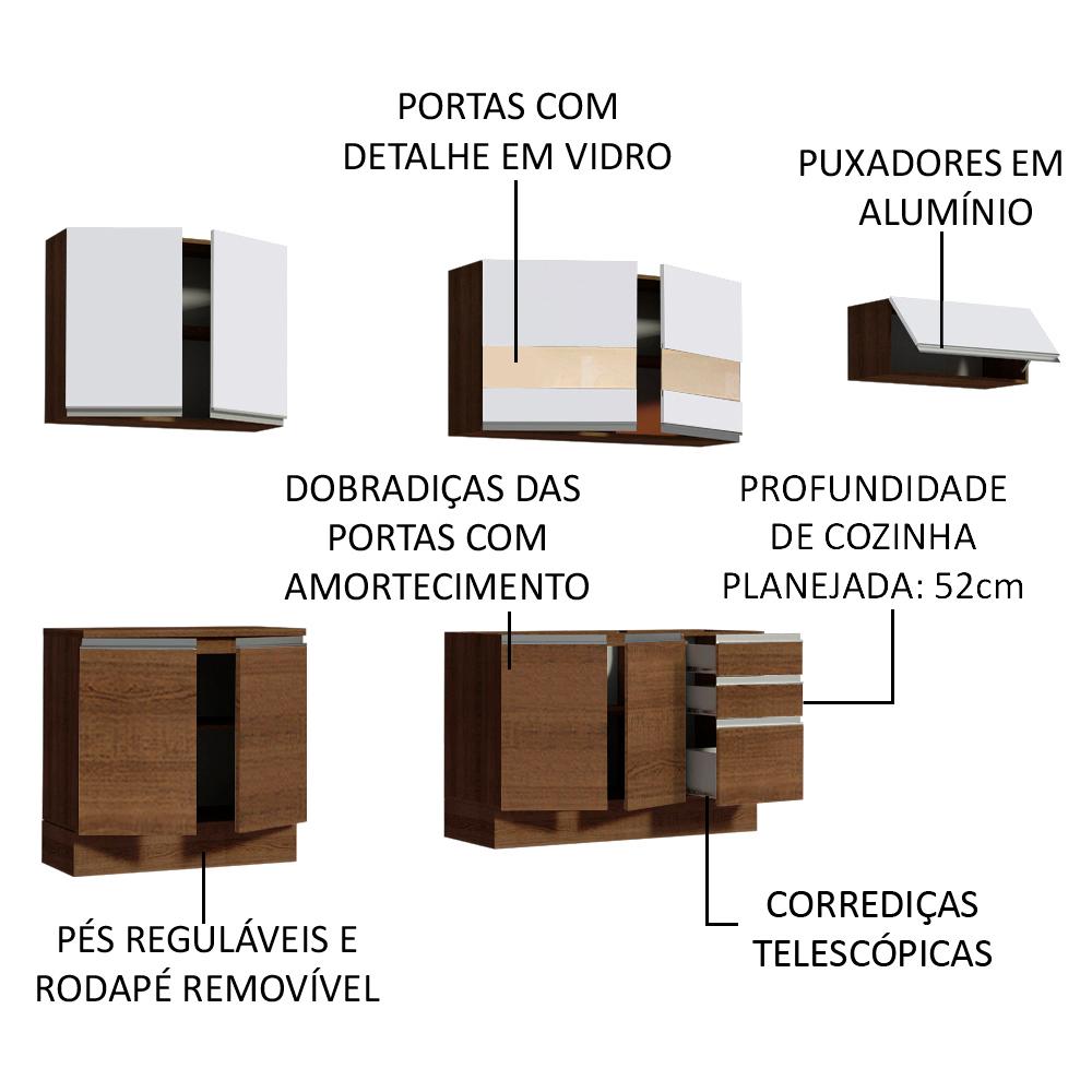 Cozinha Completa Madesa Marcela Com Armário e Balcão (Sem Tampo e Pia)