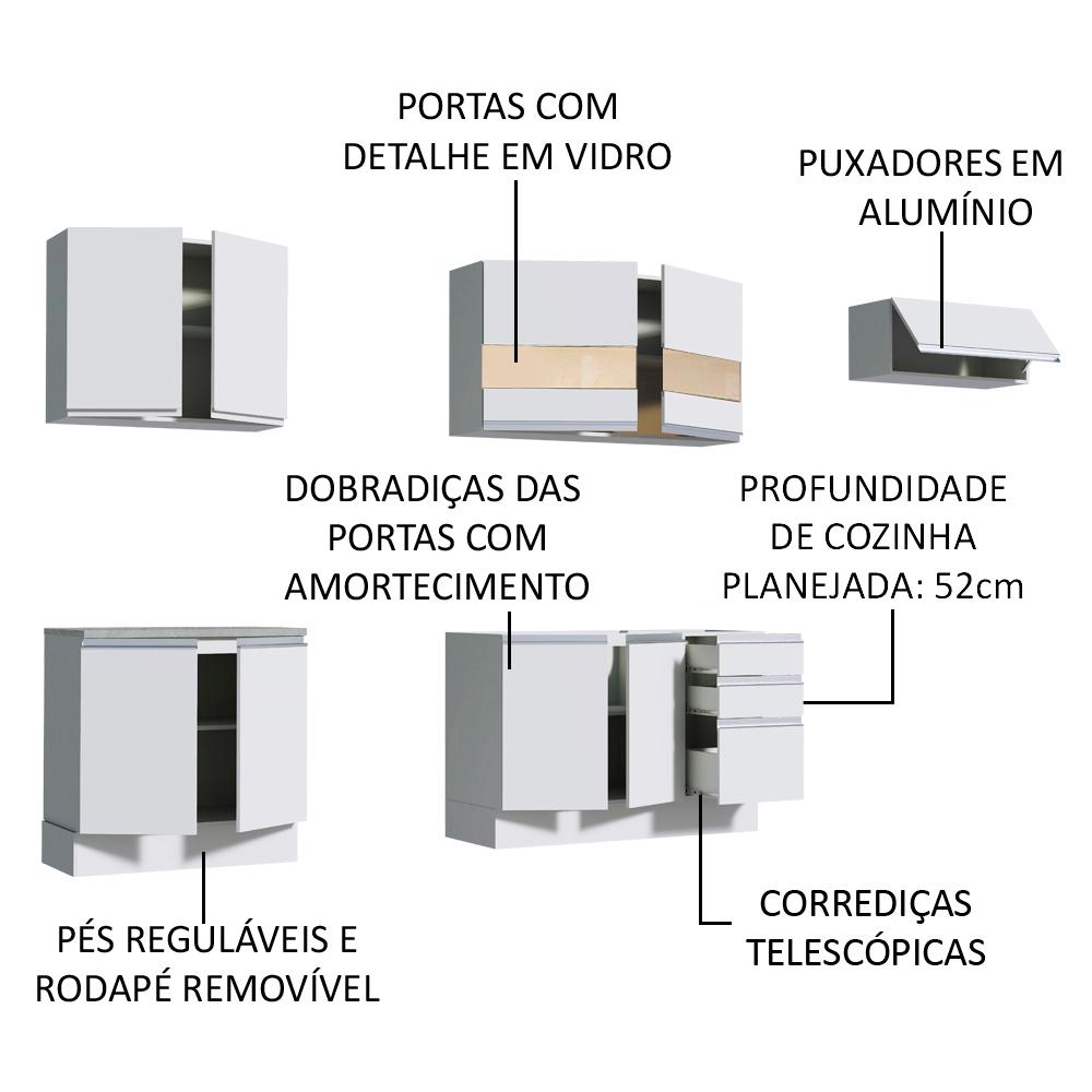 Cozinha Completa Madesa Marcela Com Armário e Balcão (Sem Tampo e Pia)