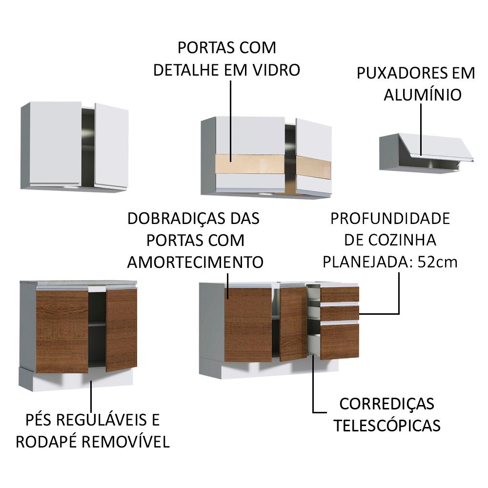 Cozinha Completa Madesa Marcela Com Armário e Balcão (Sem Tampo e Pia)