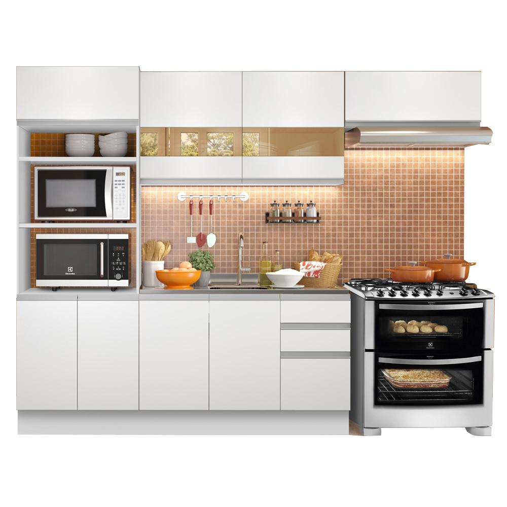 Cozinha Completa Madesa Marselha 8 Portas 3 Gavetas (Sem Tampo e Pia)