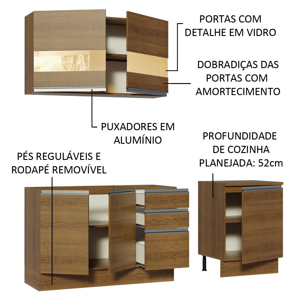 Cozinha Completa Madesa Milão com Armário e Balcão (Sem Tampo e Pia)