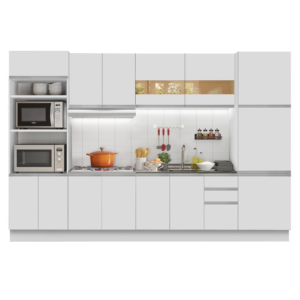 Cozinha Completa Madesa Olimpia 3 Gavetas 14 Portas (Sem Tampo e Pia) - Branco