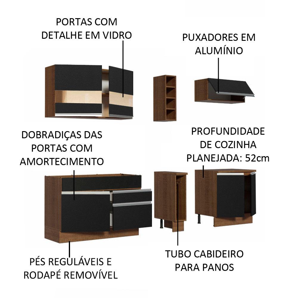 Cozinha Completa Madesa Parma com Armário e Balcão (Sem tampo e Pia)