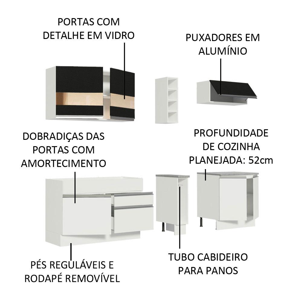 Cozinha Completa Madesa Parma com Armário e Balcão (Sem tampo e Pia)