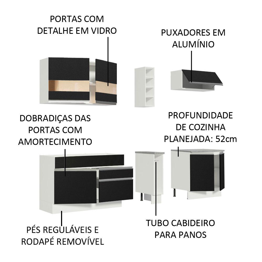 Cozinha Completa Madesa Parma com Armário e Balcão (Sem tampo e Pia)