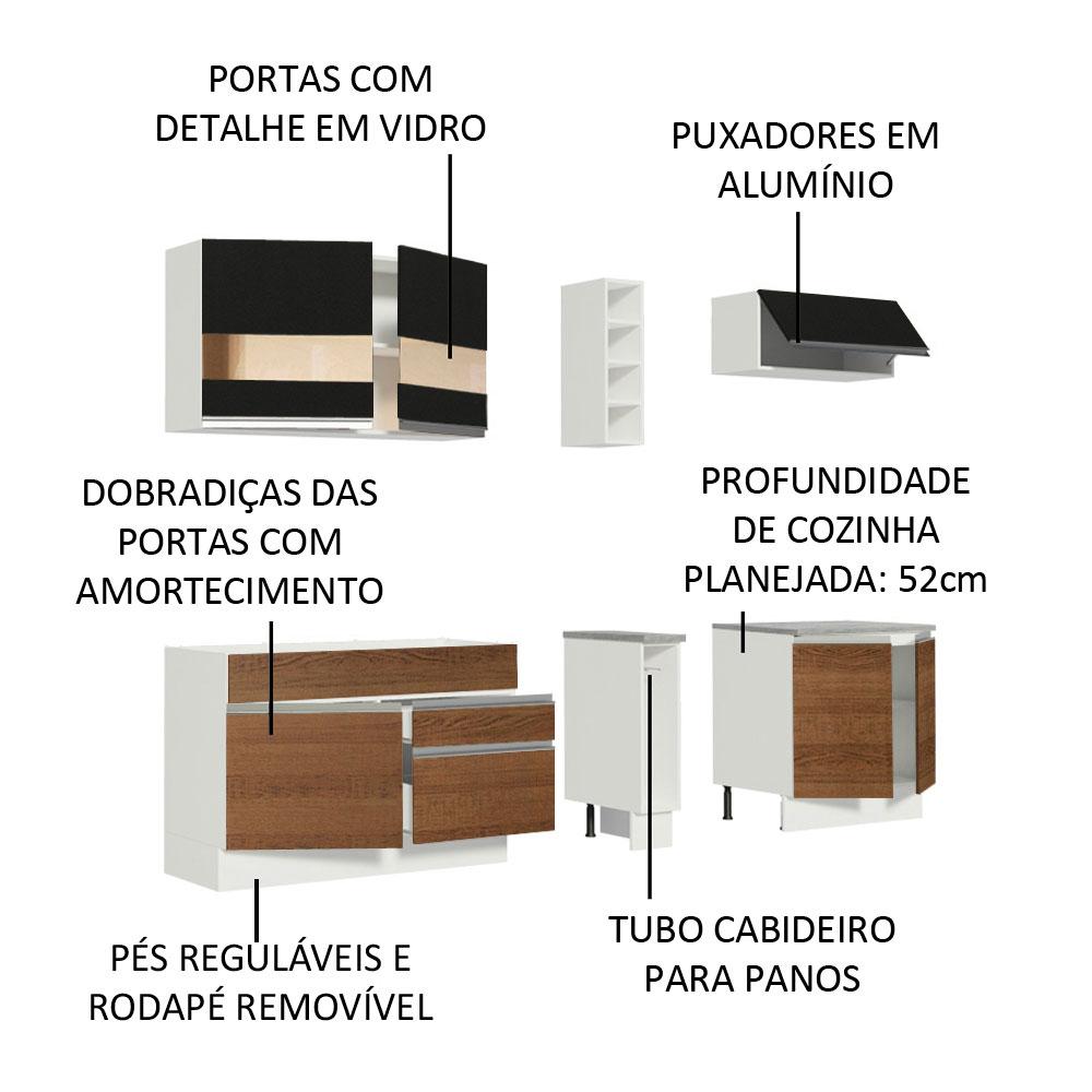 Cozinha Completa Madesa Parma com Armário e Balcão (Sem tampo e Pia)