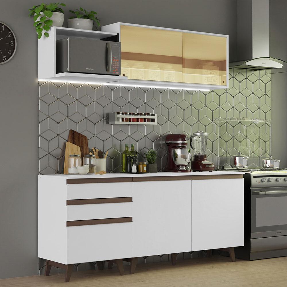 Cozinha Completa Madesa Reims 180001 com Armário e Balcão - Branco