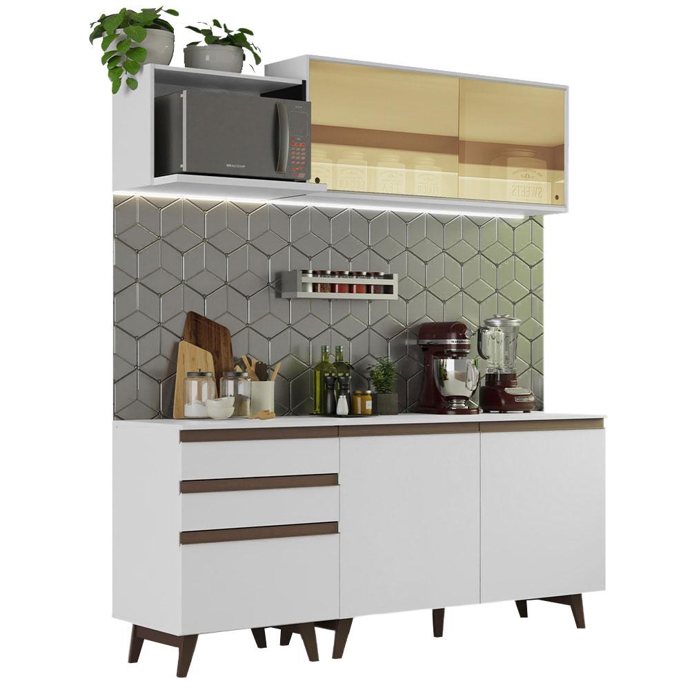 Cozinha Completa Madesa Reims 180001 com Armário e Balcão - Branco
