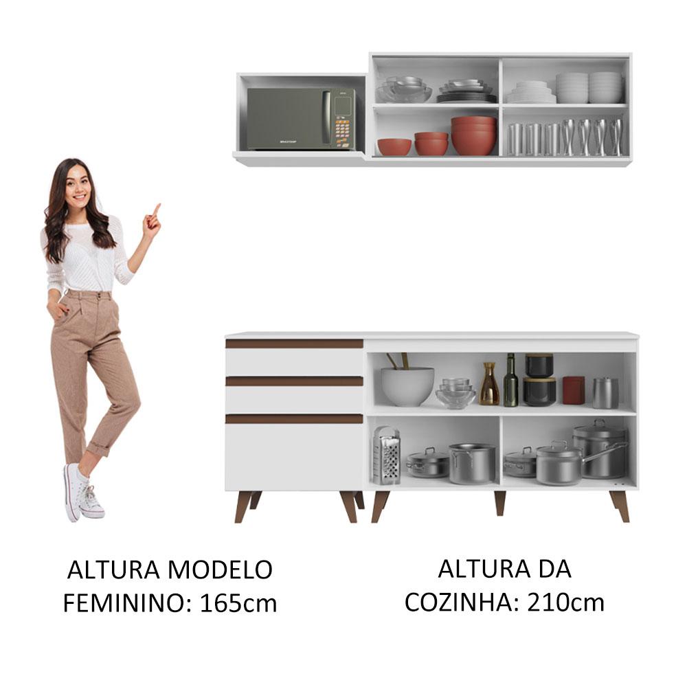 Cozinha Completa Madesa Reims 180001 com Armário e Balcão - Branco