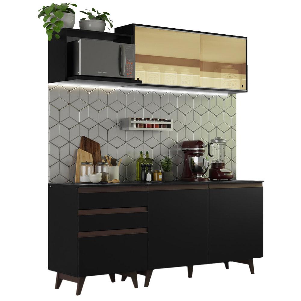 Cozinha Completa Madesa Reims 180001 com Armário e Balcão - Preto