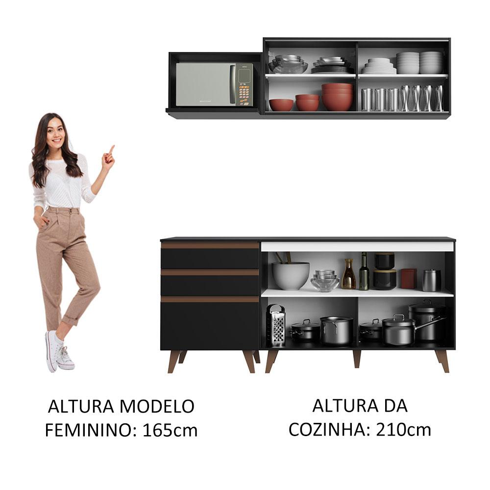 Cozinha Completa Madesa Reims 180001 com Armário e Balcão - Preto
