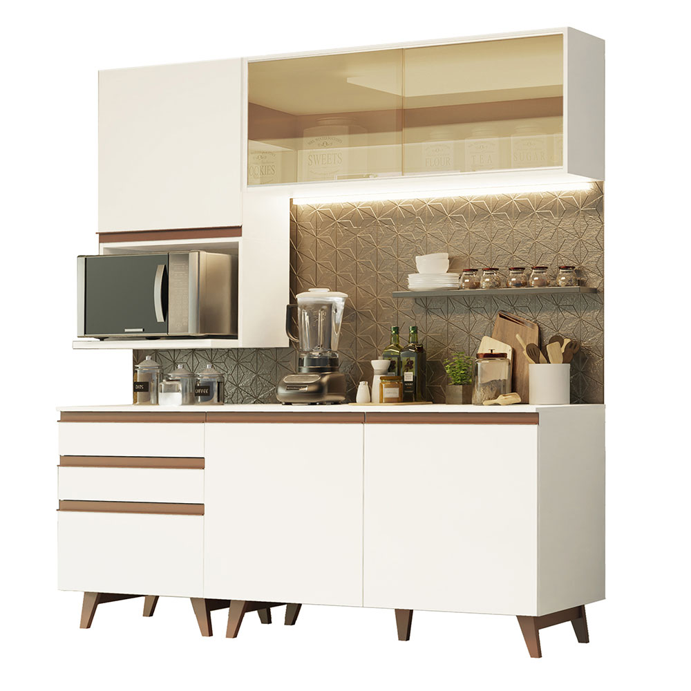 Cozinha Completa Madesa Reims 180002 com Armário e Balcão - Branco