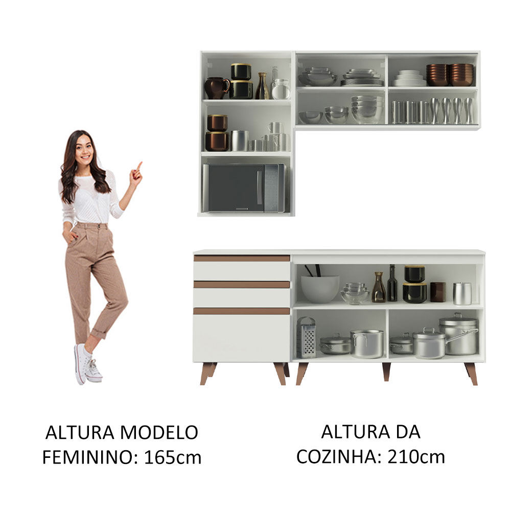 Cozinha Completa Madesa Reims 180002 com Armário e Balcão - Branco