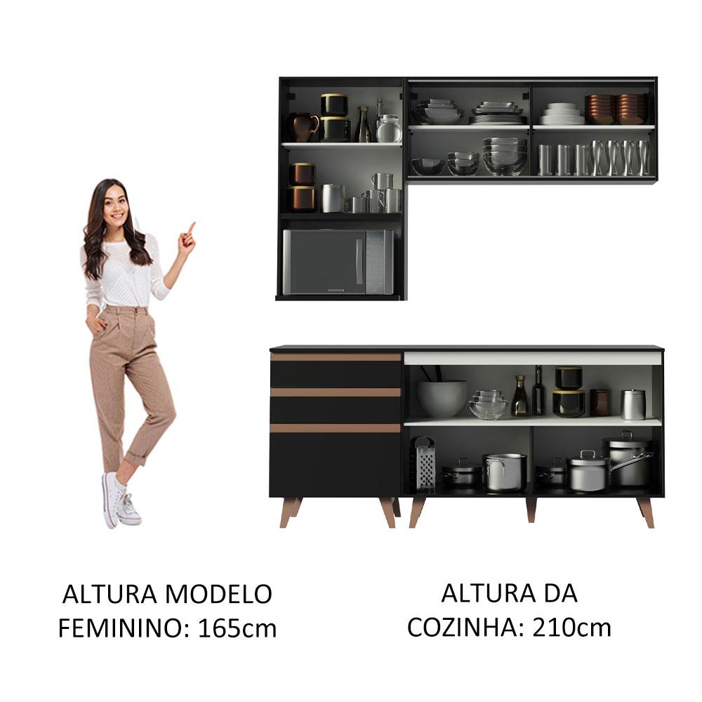 Cozinha Completa Madesa Reims 180002 com Armário e Balcão - Preto