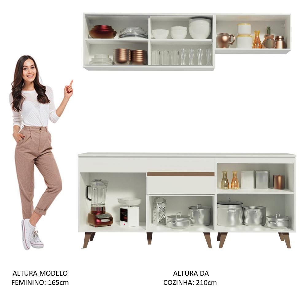 Cozinha Completa Madesa Reims 190001 com Armário e Balcão - Branco
