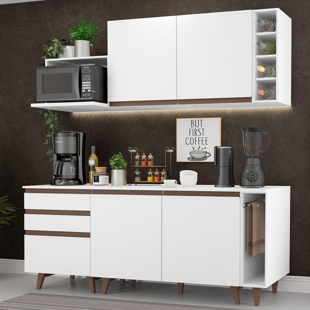 Cozinha Completa Madesa Reims 200001 com Armário e Balcão - Branco
