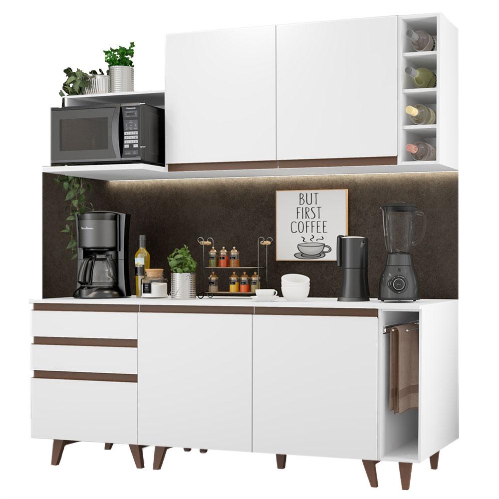 Cozinha Completa Madesa Reims 200001 com Armário e Balcão - Branco