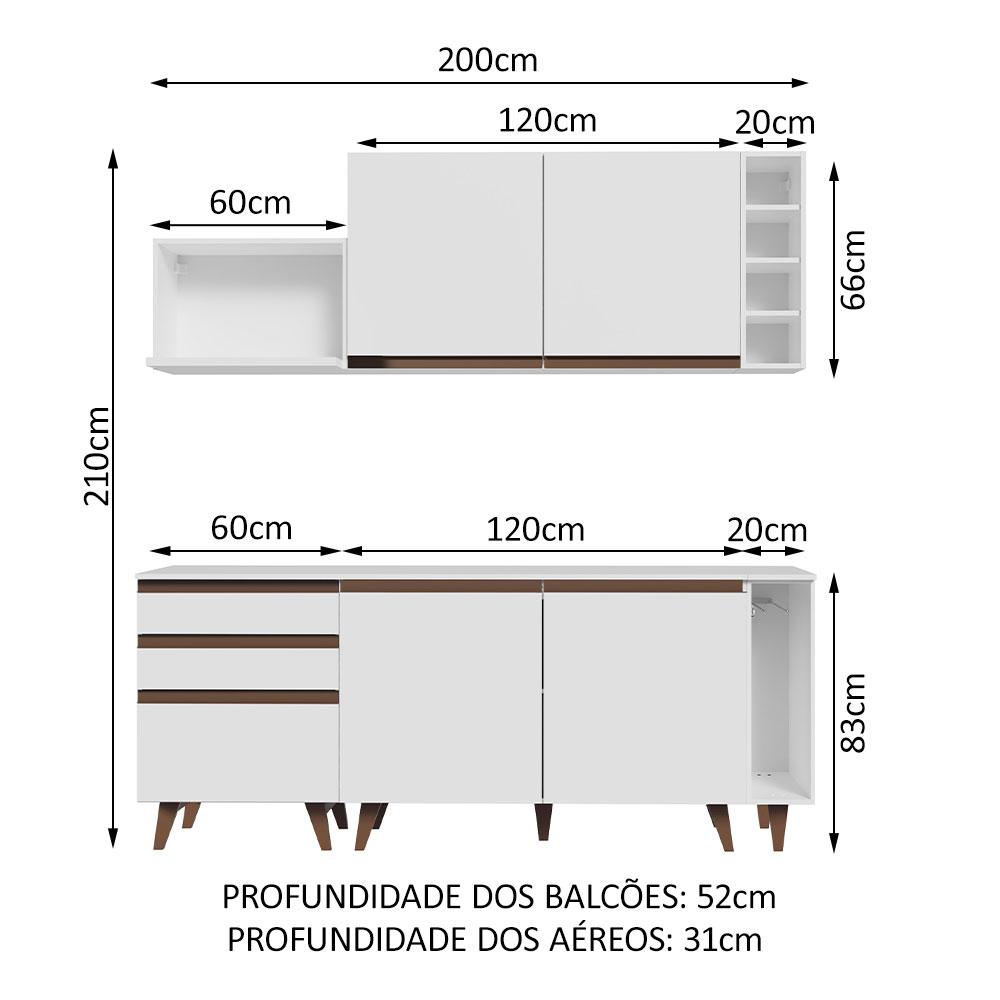 Cozinha Completa Madesa Reims 200001 com Armário e Balcão - Branco