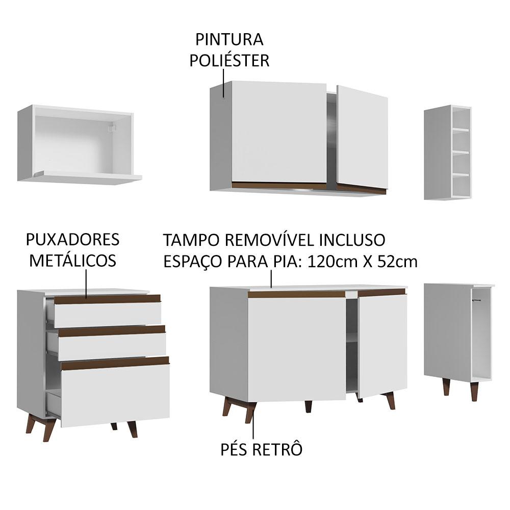 Cozinha Completa Madesa Reims 200001 com Armário e Balcão - Branco