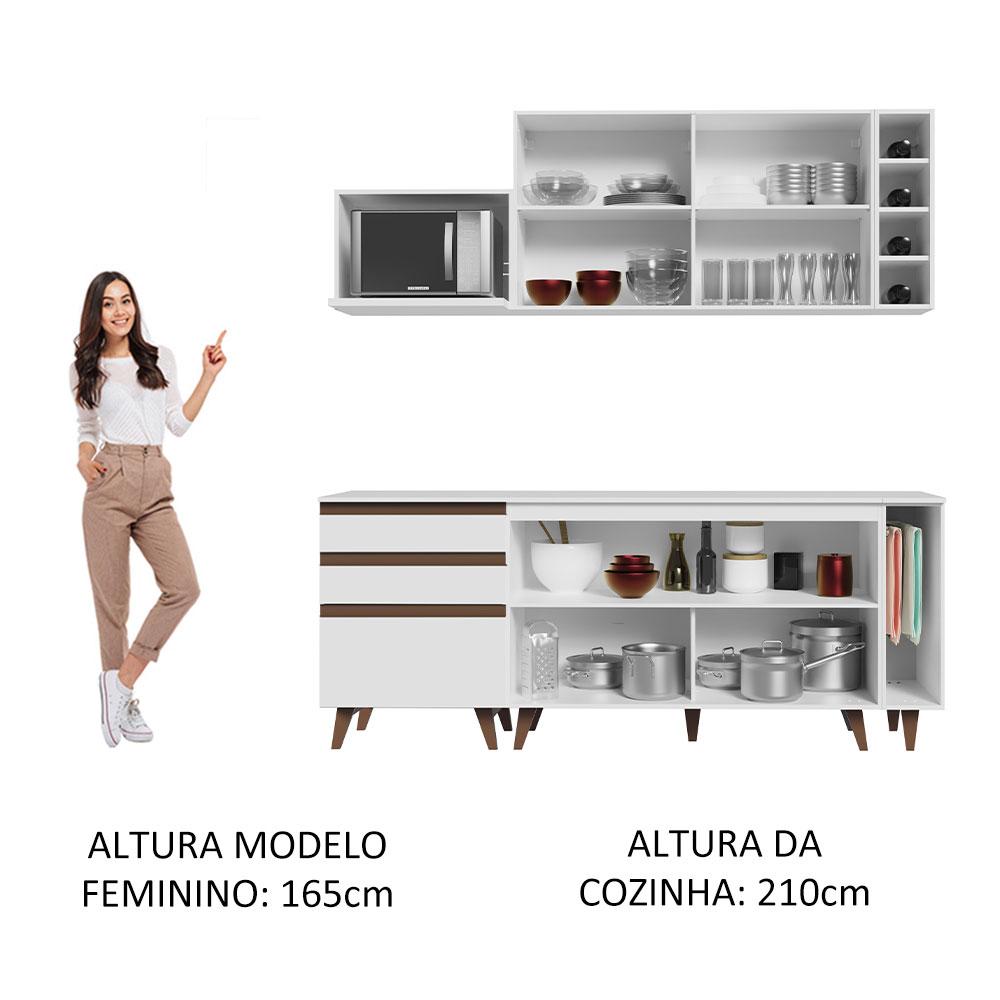 Cozinha Completa Madesa Reims 200001 com Armário e Balcão - Branco