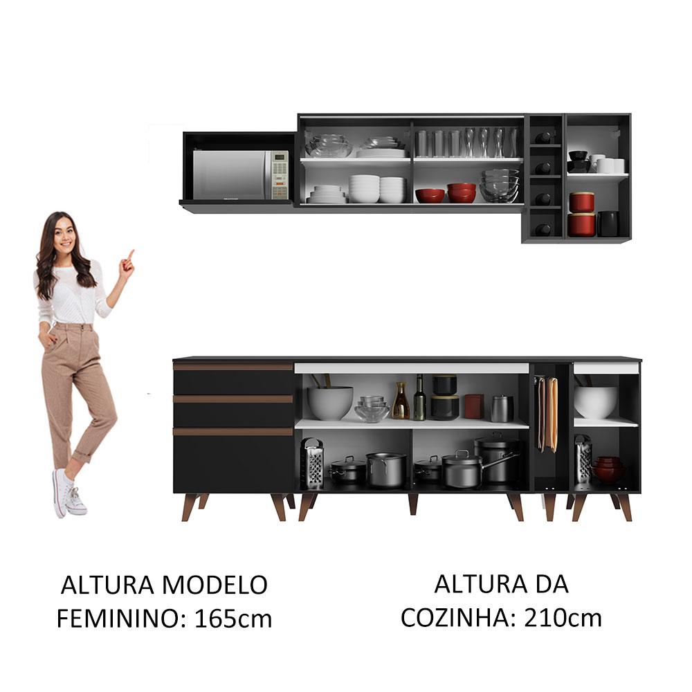 Cozinha Completa Madesa Reims 235001 com Armário e Balcão - Preto