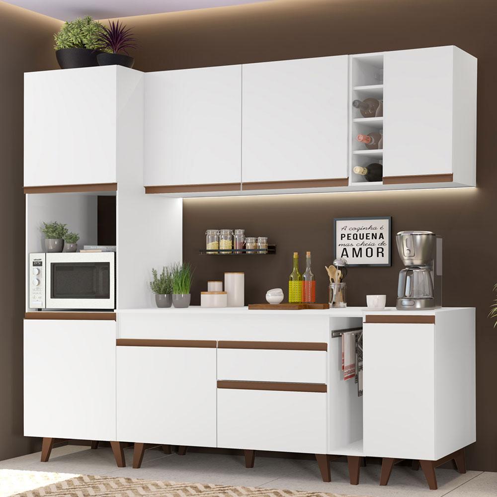 Cozinha Completa Madesa Reims 235002 com Armário e Balcão - Branco