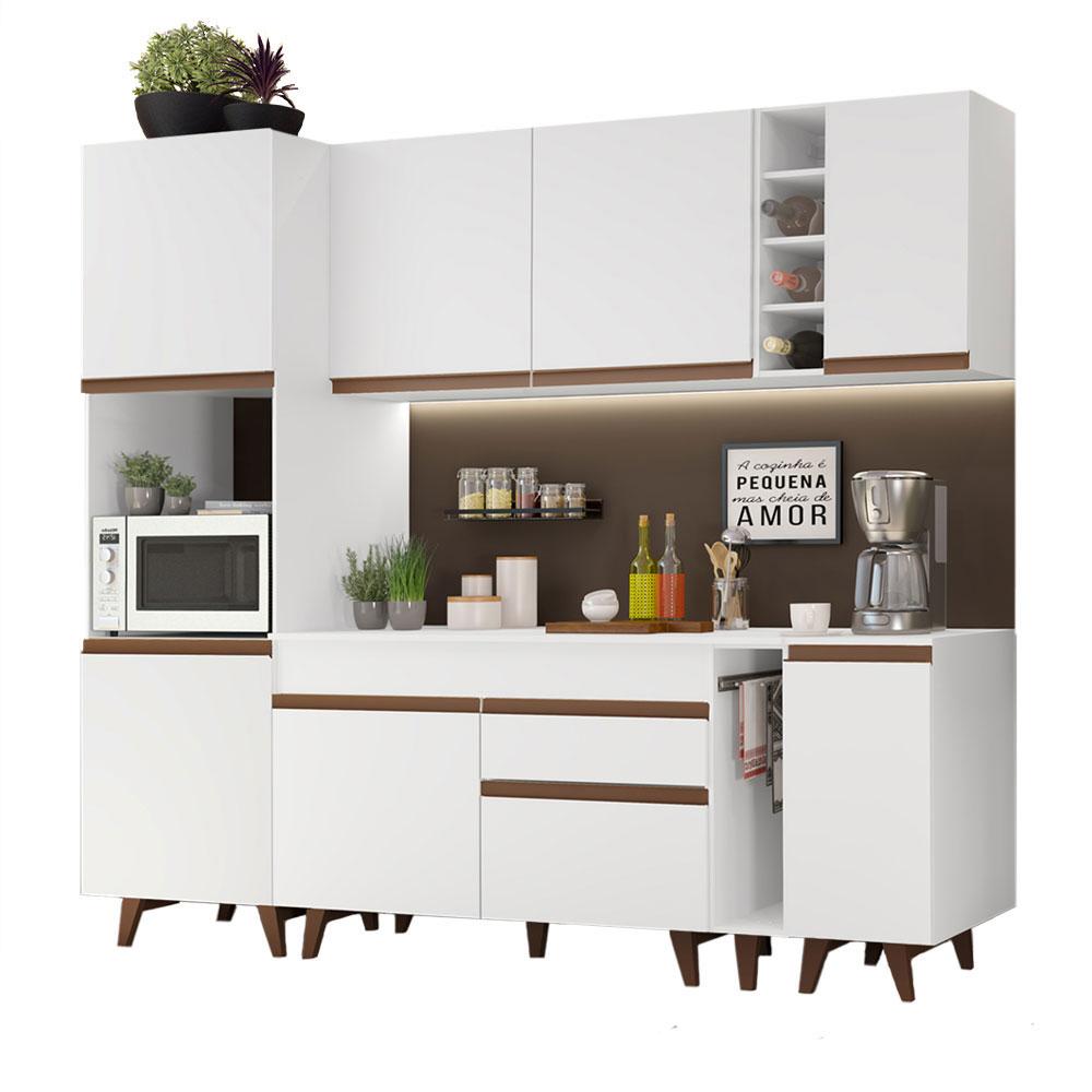 Cozinha Completa Madesa Reims 235002 com Armário e Balcão - Branco
