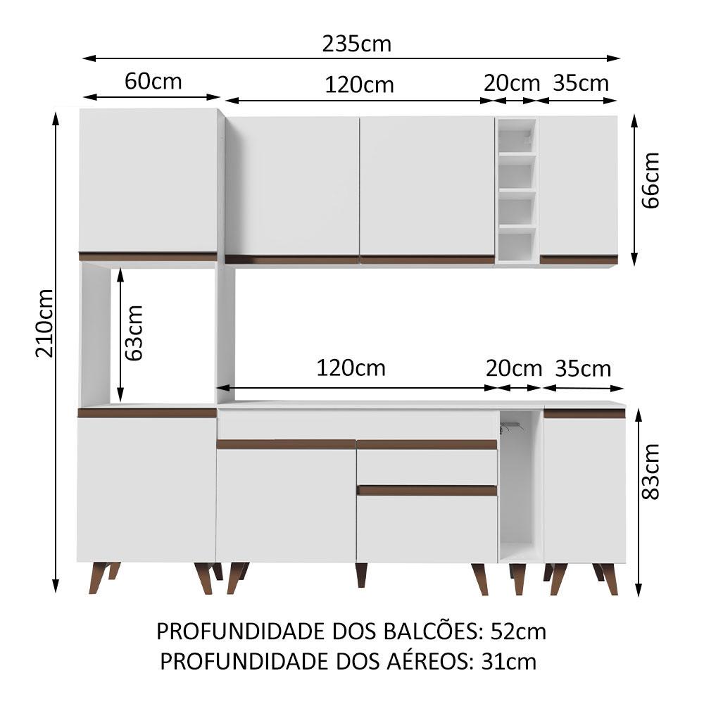 Cozinha Completa Madesa Reims 235002 com Armário e Balcão - Branco