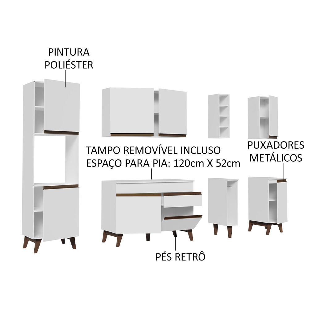 Cozinha Completa Madesa Reims 235002 com Armário e Balcão - Branco