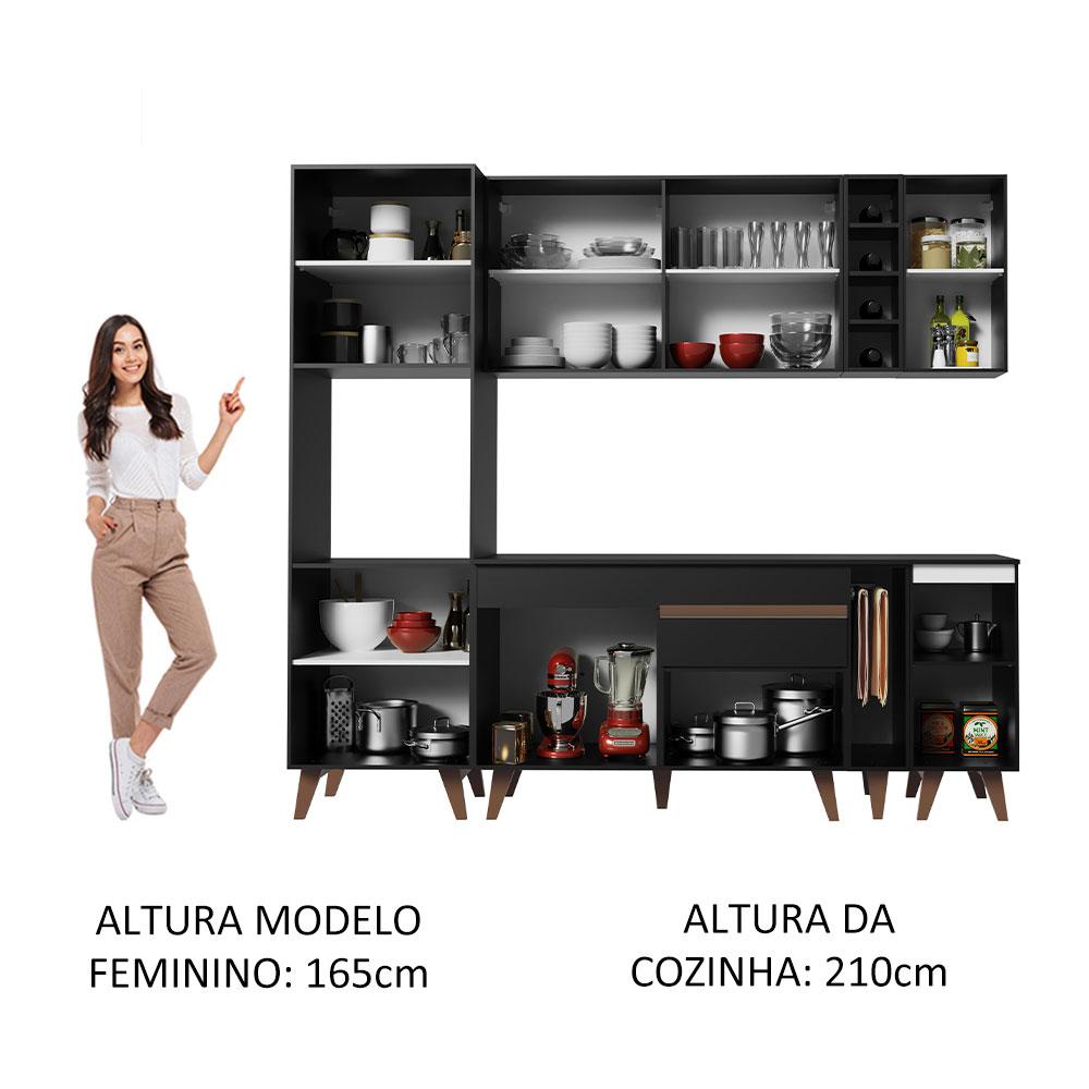 Cozinha Completa Madesa Reims 235002 com Armário e Balcão - Preto