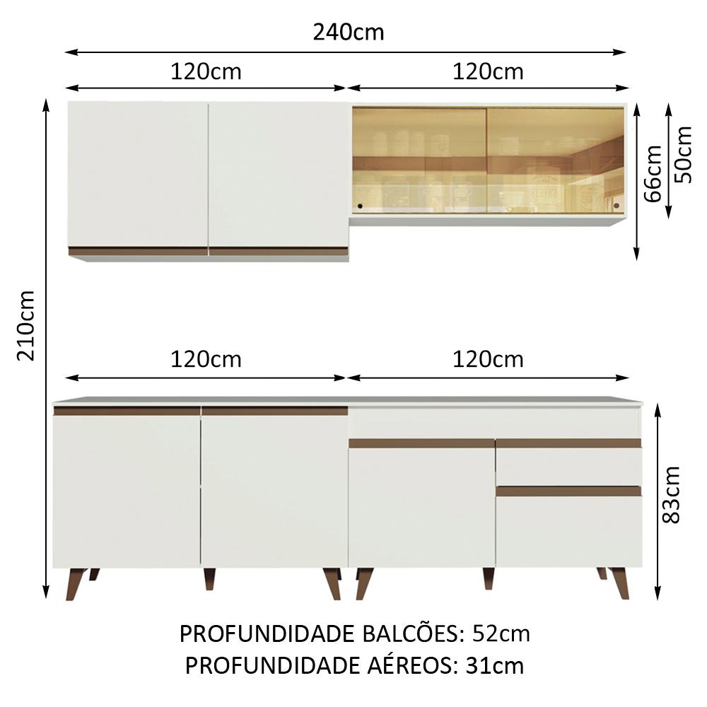 Cozinha Completa Madesa Reims 240001 com Armário e Balcão - Branco