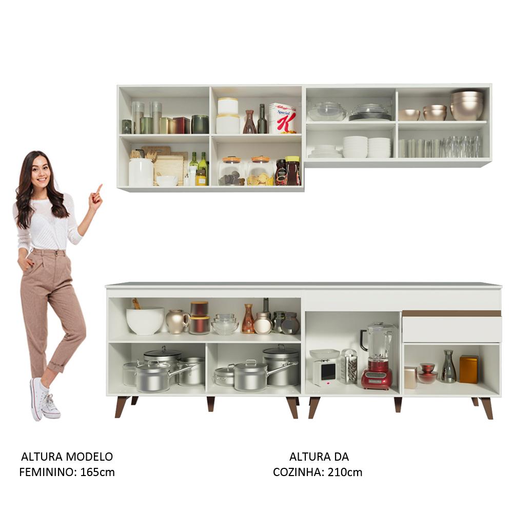 Cozinha Completa Madesa Reims 240001 com Armário e Balcão - Branco