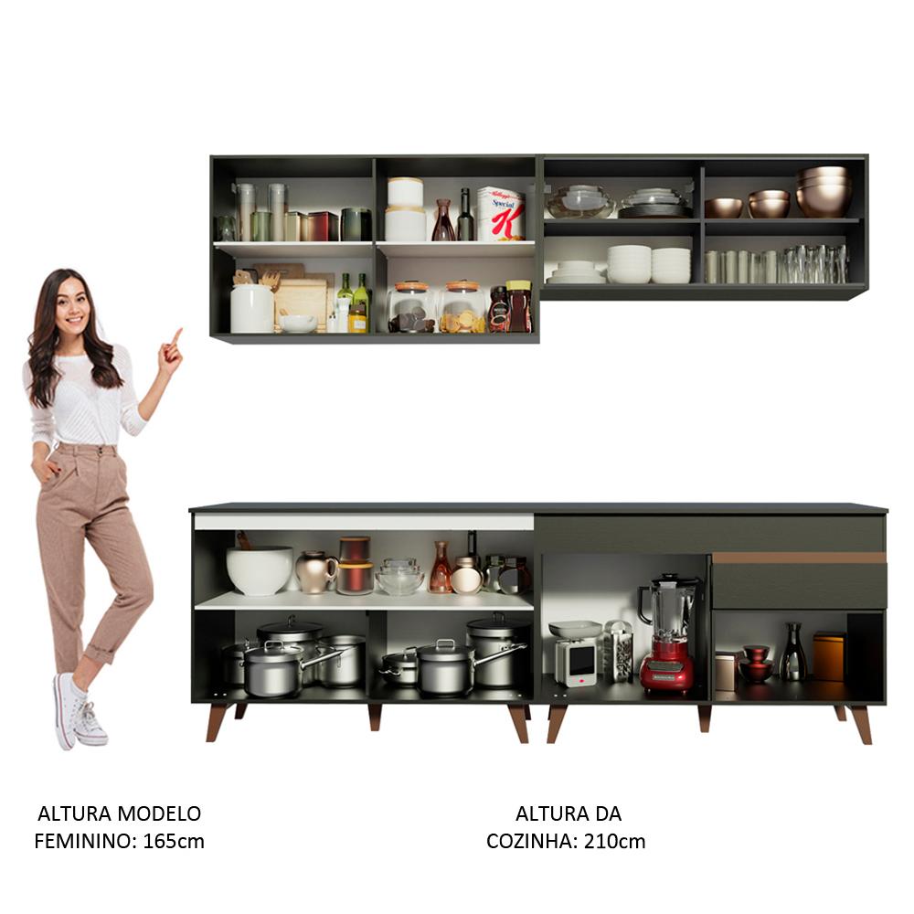 Cozinha Completa Madesa Reims 240001 com Armário e Balcão - Preto