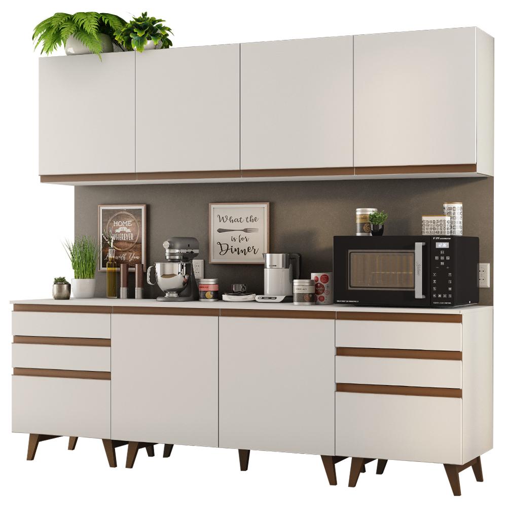 Cozinha Completa Madesa Reims 240002 com Armário e Balcão - Branco