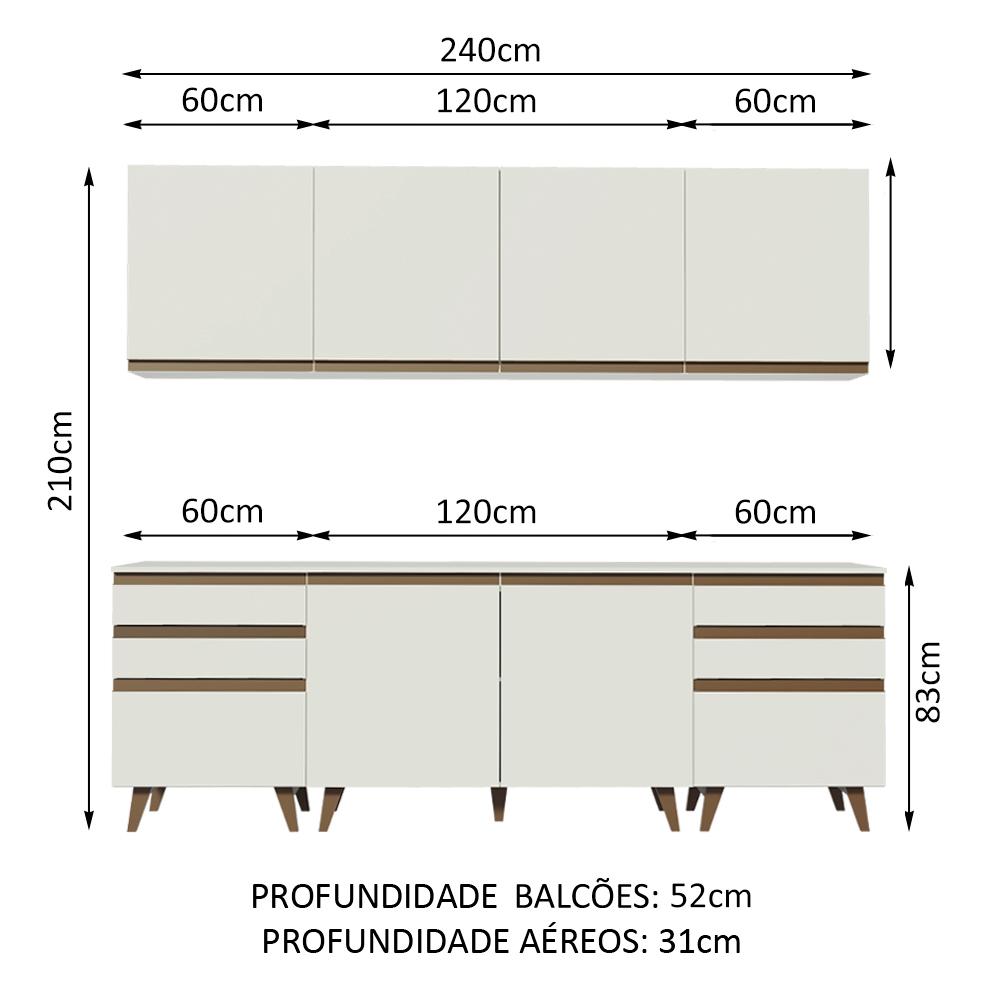 Cozinha Completa Madesa Reims 240002 com Armário e Balcão - Branco