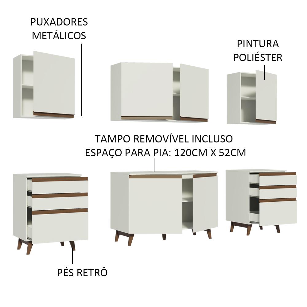 Cozinha Completa Madesa Reims 240002 com Armário e Balcão - Branco