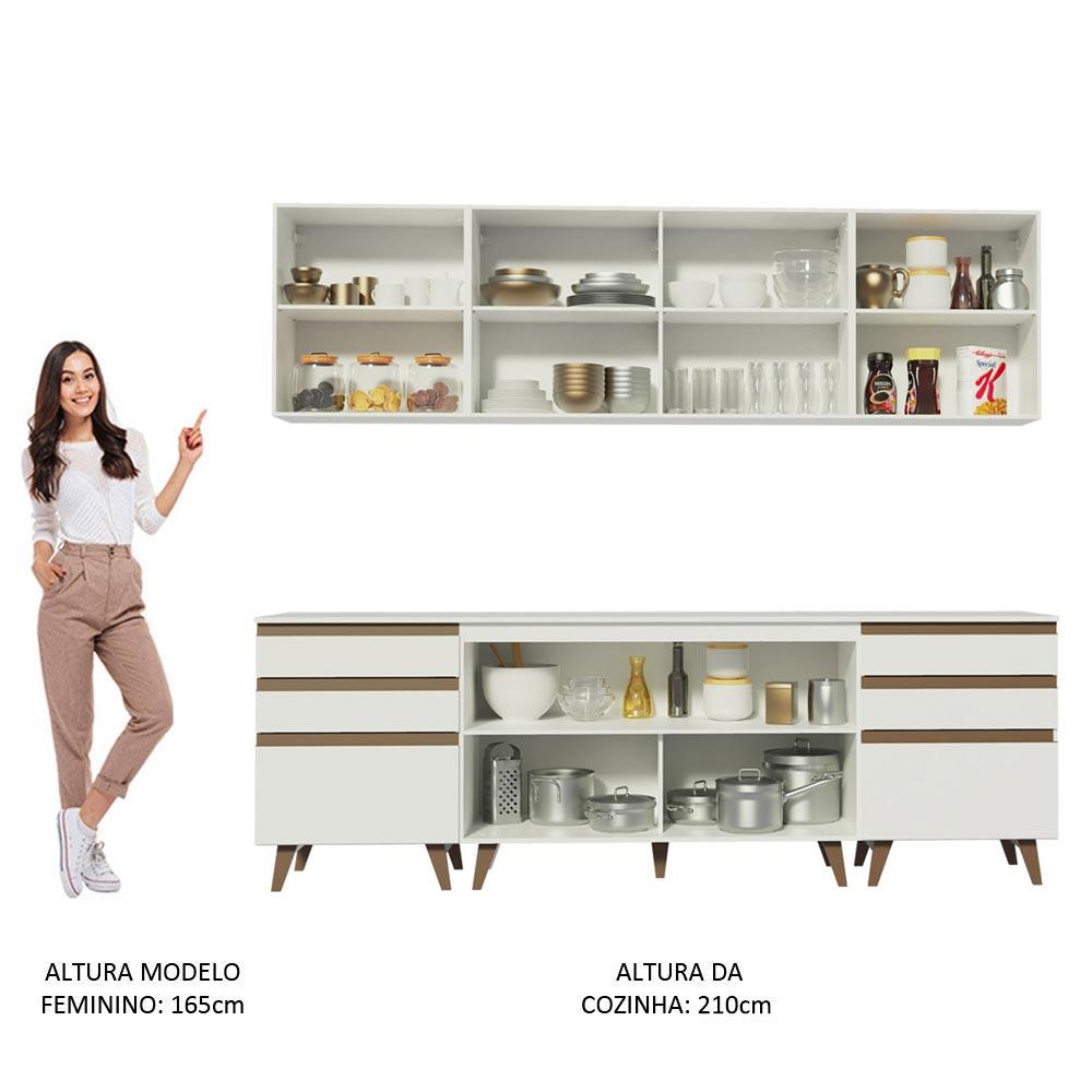 Cozinha Completa Madesa Reims 240002 com Armário e Balcão - Branco