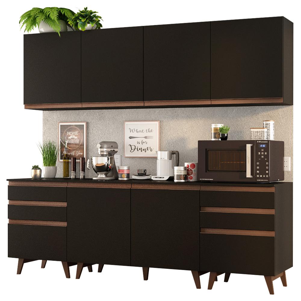 Cozinha Completa Madesa Reims 240002 com Armário e Balcão - Preto