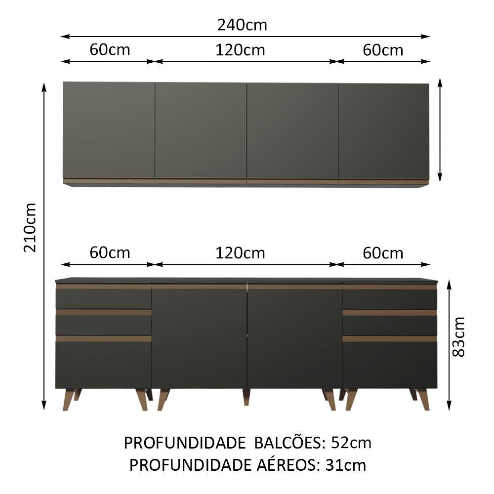 Cozinha Completa Madesa Reims 240002 com Armário e Balcão - Preto