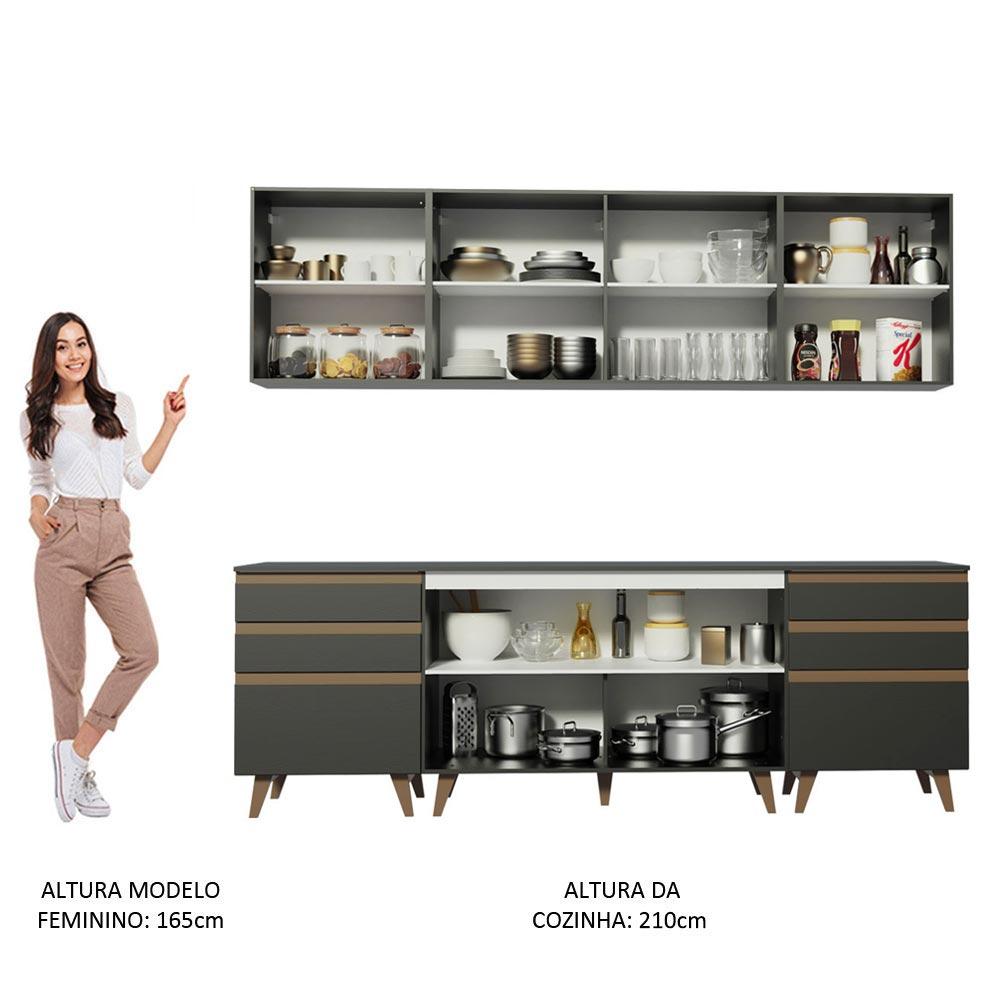 Cozinha Completa Madesa Reims 240002 com Armário e Balcão - Preto