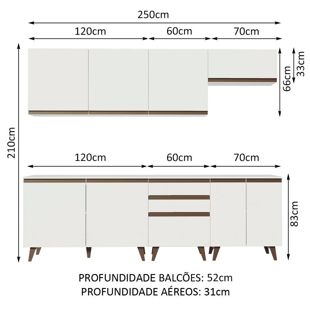 Cozinha Completa Madesa Reims 250001 com Armário e Balcão - Branco