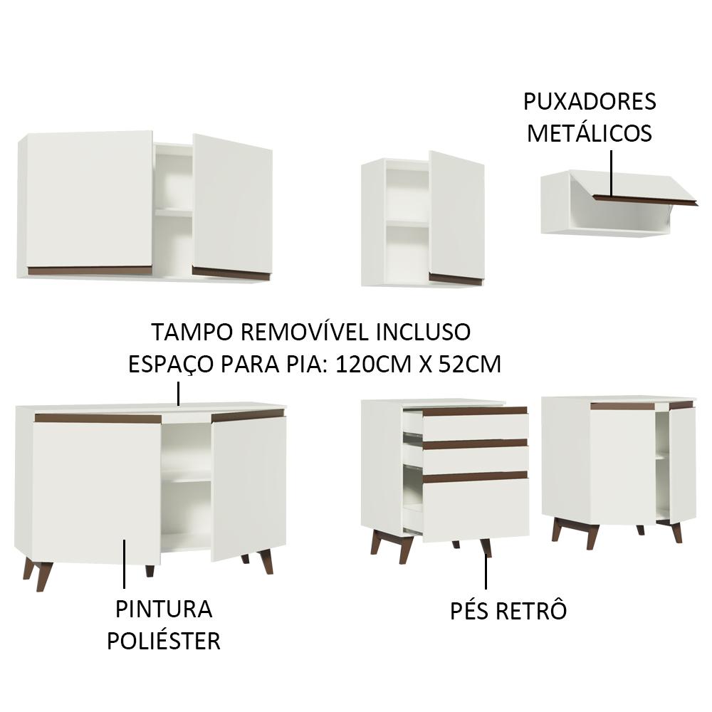 Cozinha Completa Madesa Reims 250001 com Armário e Balcão - Branco