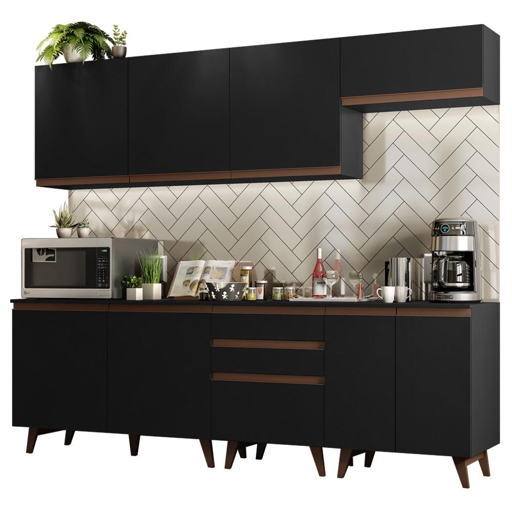 Cozinha Completa Madesa Reims 250001 com Armário e Balcão - Preto