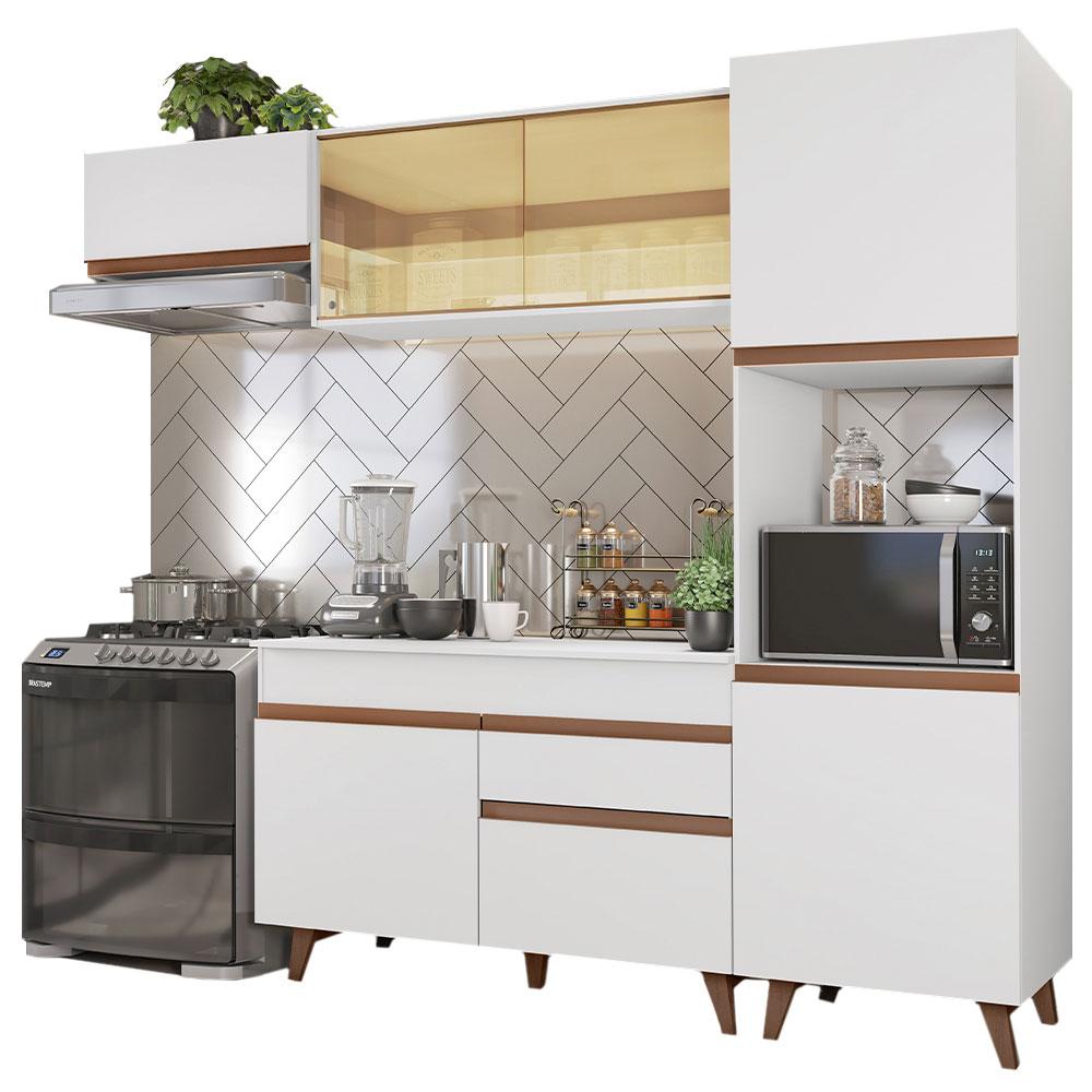 Cozinha Completa Madesa Reims 250003 com Armário e Balcão - Branco