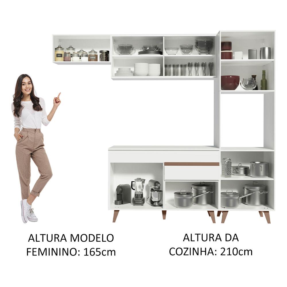 Cozinha Completa Madesa Reims 250003 com Armário e Balcão - Branco