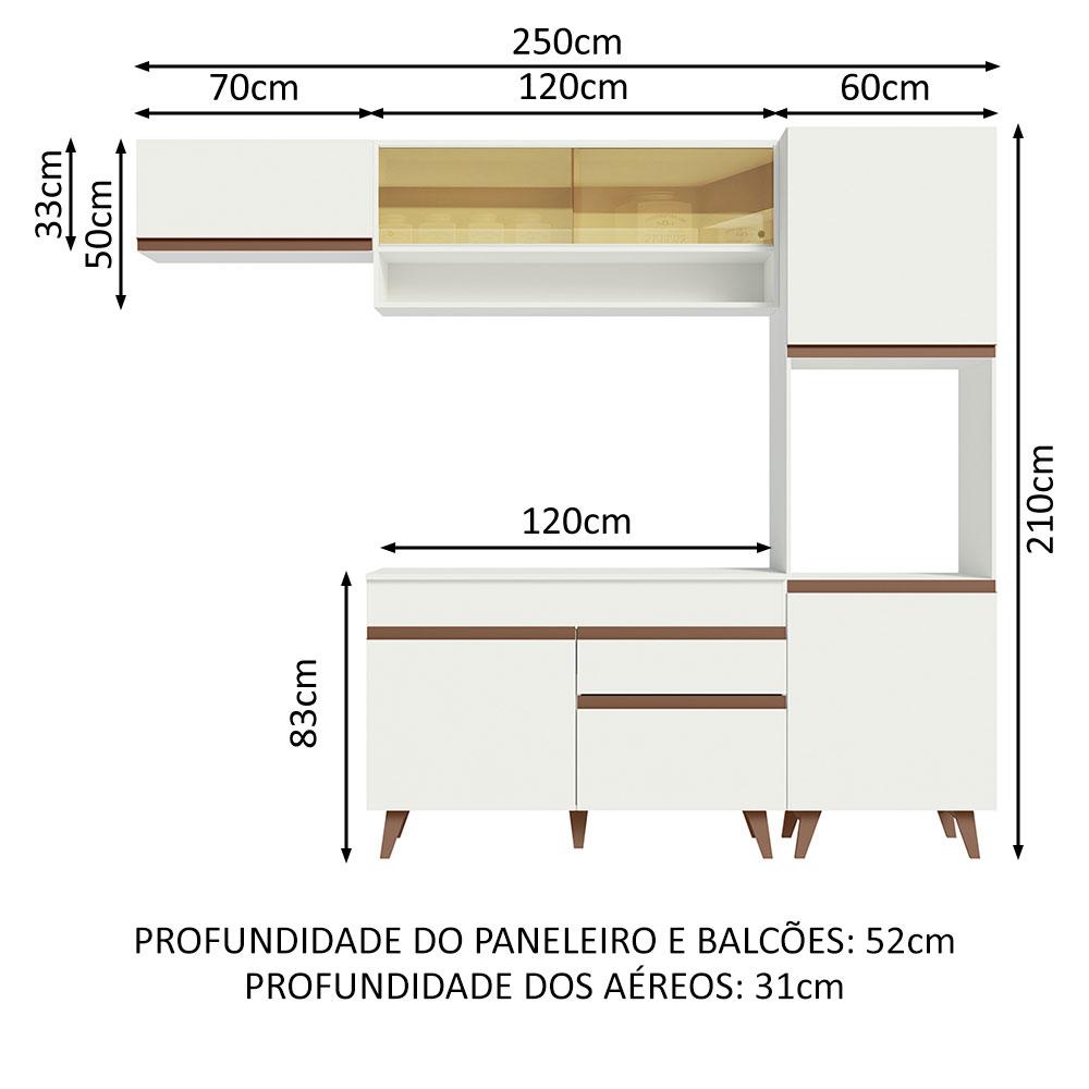 Cozinha Completa Madesa Reims 250004 com Armário e Balcão - Branco