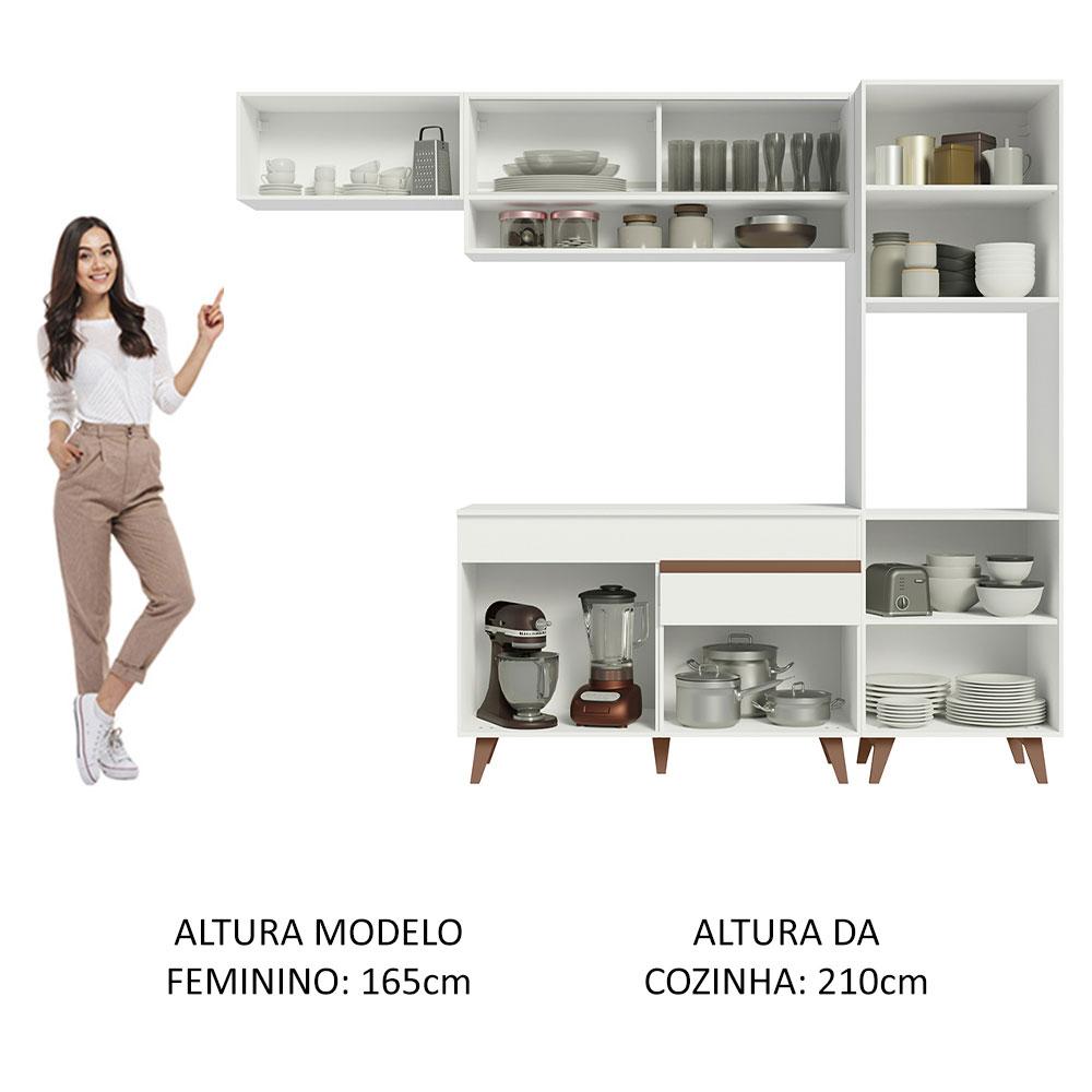Cozinha Completa Madesa Reims 250004 com Armário e Balcão - Branco