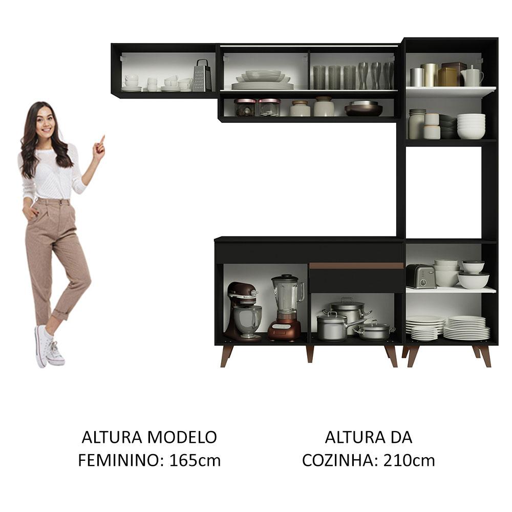 Cozinha Completa Madesa Reims 250004 com Armário e Balcão - Preto
